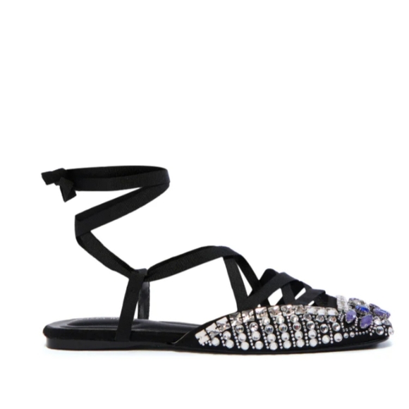 Beautiful Rhinestone Strappy Flats - Picture 3 of 5